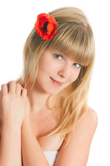 Naklejka premium The girl with flowers