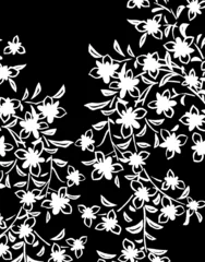 Papier Peint photo autocollant Fleurs noir et blanc Motif floral