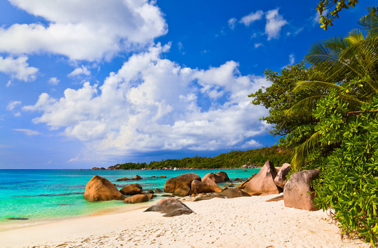 Beach Anse Lazio at island Praslin, Seychelles