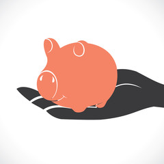 piggy in hand stock vector
