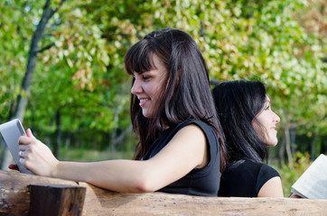 Happy girls relaxing in the sun