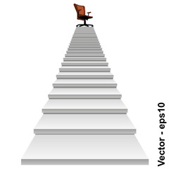 Fototapeta premium Vector conceptual stair with a chair on top