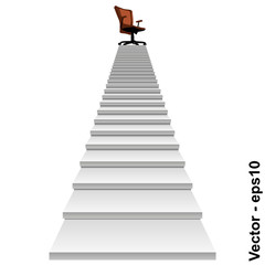 Vector conceptual stair with a chair on top