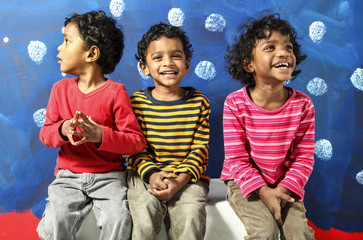 portrait of happy children Indian