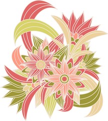 Floral decorative element. Isolated on white