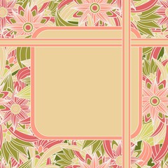 Seamless abstract floral background with text box