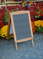 Blackboard with offerings of a restaurant - place in the text