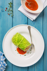 wrapped cabbage leaves stuffed with minced meat