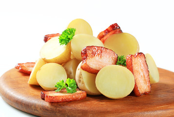 New potatoes and bacon