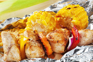 Shish kebab and grilled corn © Viktor