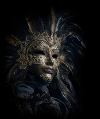 luxurious venetian mask isolated on black - 49704235