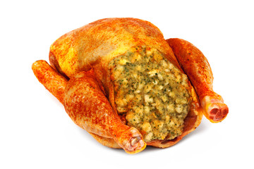 Grillhuhn mit Semmelfülle