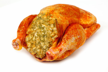 Grillhuhn mit Semmelfülle