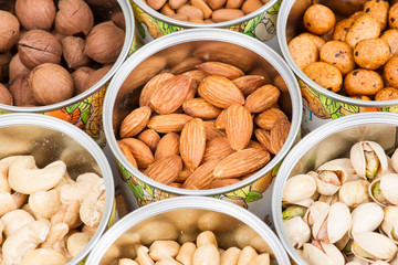 Assorted nuts in Iron pot