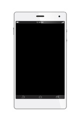 White Smart Phone with blank screen on White background