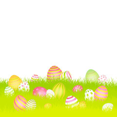 Easter Card Meadow Eggs Pink