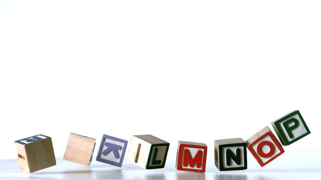 Separated alphabet blocks dropping down