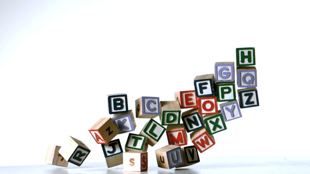 All letters of alphabet blocks dropping down