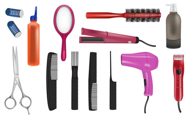 hairdresser realistic vector icons