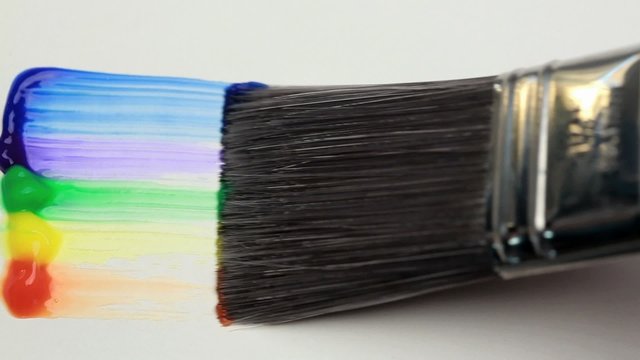 Paintbrush with a rainbow brush stroke