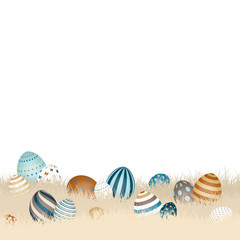 Easter Background Meadow Eggs Retro