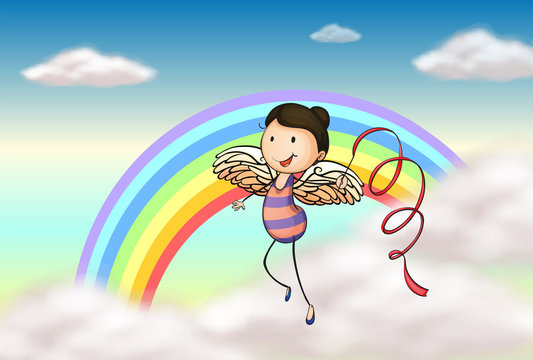 An angel near the rainbow