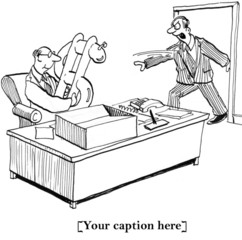 Boss is playing with a dollar doll © cartoonresource