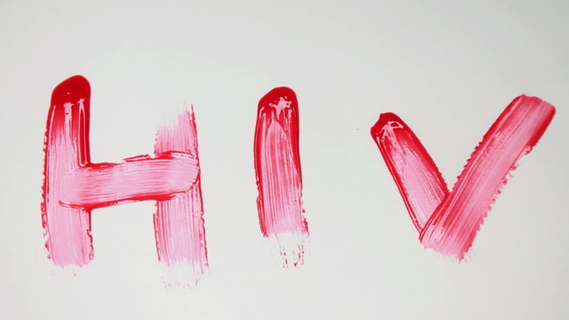 HIV in red paint being crossed out