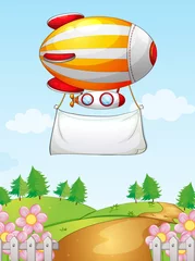 Gordijnen Een luchtballon met een spandoek © GraphicsRF