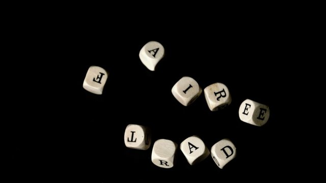 Fair trade dice falling together