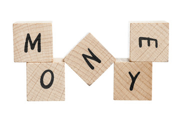 Money Written With Wooden Blocks.