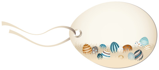 Vertical Hangtag Meadow Easter Eggs Retro