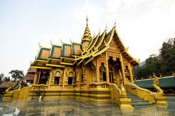 golden  church wat phrabahtseeroy chiangmai Thailand