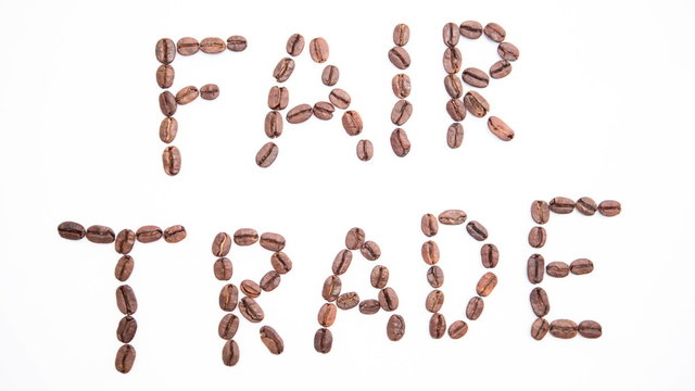 Fair trade spelled out in coffee beans