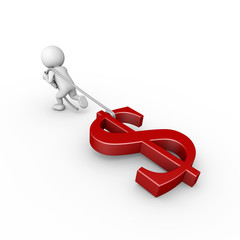 3D Minimalistic Person - Dollar Symbol