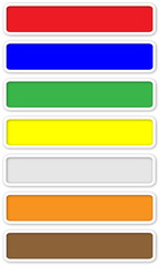 Fototapeta premium Long color web buttons with white rim on white background.