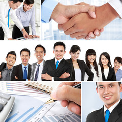 collage of asian business people