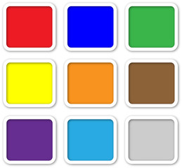 Color web buttons with white rim on white background.