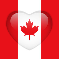 Fototapeta premium Canada Flag Heart Glossy Button