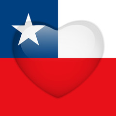 Chile Flag Heart Glossy Button