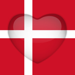 Fototapeta premium Denmark Flag Heart Glossy Button
