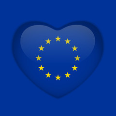 Europe Flag Heart Glossy Button