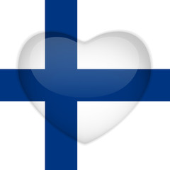 Obraz premium Finland Flag Heart Glossy Button