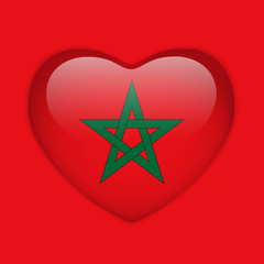 Morocco Flag Heart Glossy Button