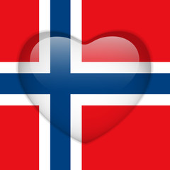 Norway Flag Heart Glossy Button