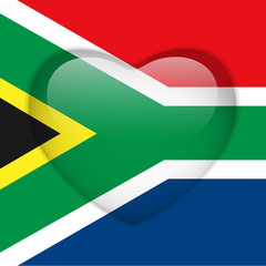 South Africa Flag Heart Glossy Button