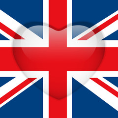 Fototapeta premium United Kingdom Flag Heart Glossy Button