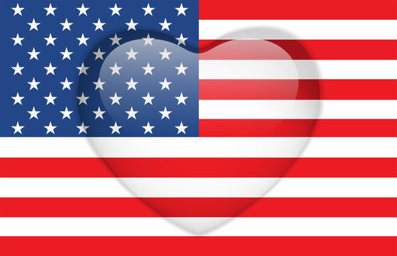 United States Flag Heart Glossy Button
