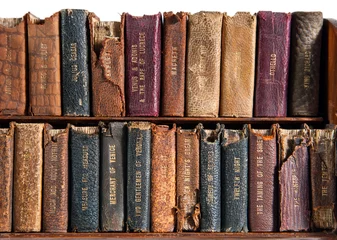 Foto op geborsteld aluminium Bibliotheek Rij met antieke boeken