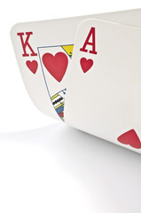 Playing cards in poker isolated over white